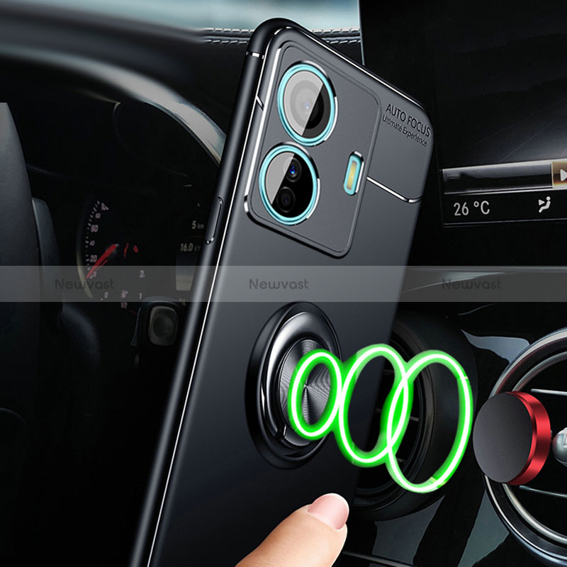 Ultra-thin Silicone Gel Soft Case Cover with Magnetic Finger Ring Stand SD3 for Vivo T1 5G