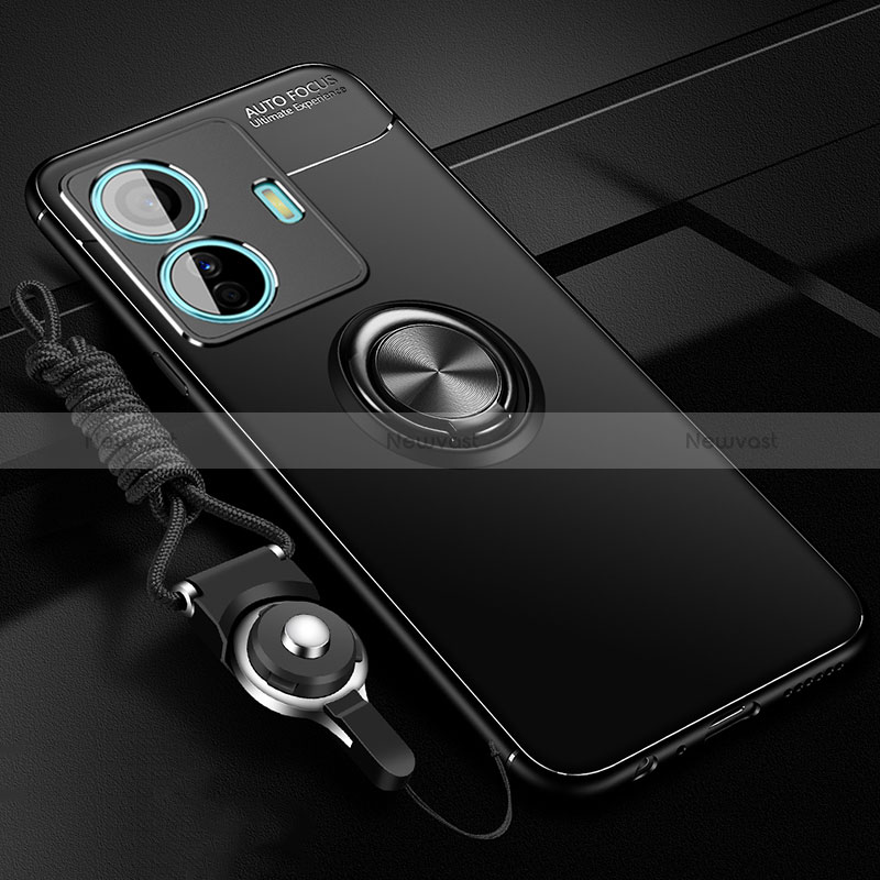 Ultra-thin Silicone Gel Soft Case Cover with Magnetic Finger Ring Stand SD3 for Vivo T1 5G