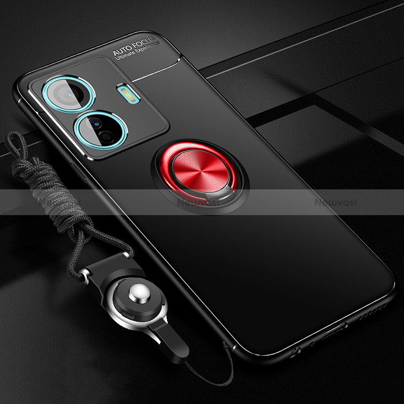 Ultra-thin Silicone Gel Soft Case Cover with Magnetic Finger Ring Stand SD3 for Vivo T1 5G