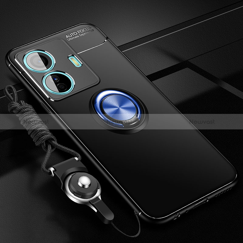 Ultra-thin Silicone Gel Soft Case Cover with Magnetic Finger Ring Stand SD3 for Vivo T1 5G