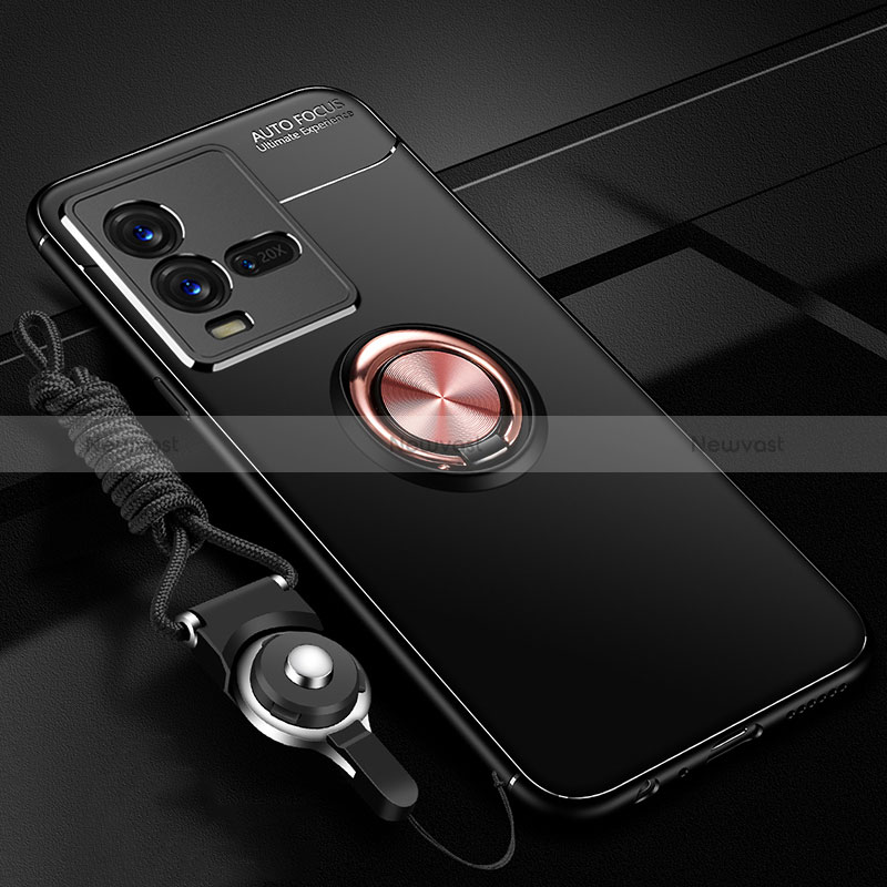 Ultra-thin Silicone Gel Soft Case Cover with Magnetic Finger Ring Stand SD3 for Vivo V25e