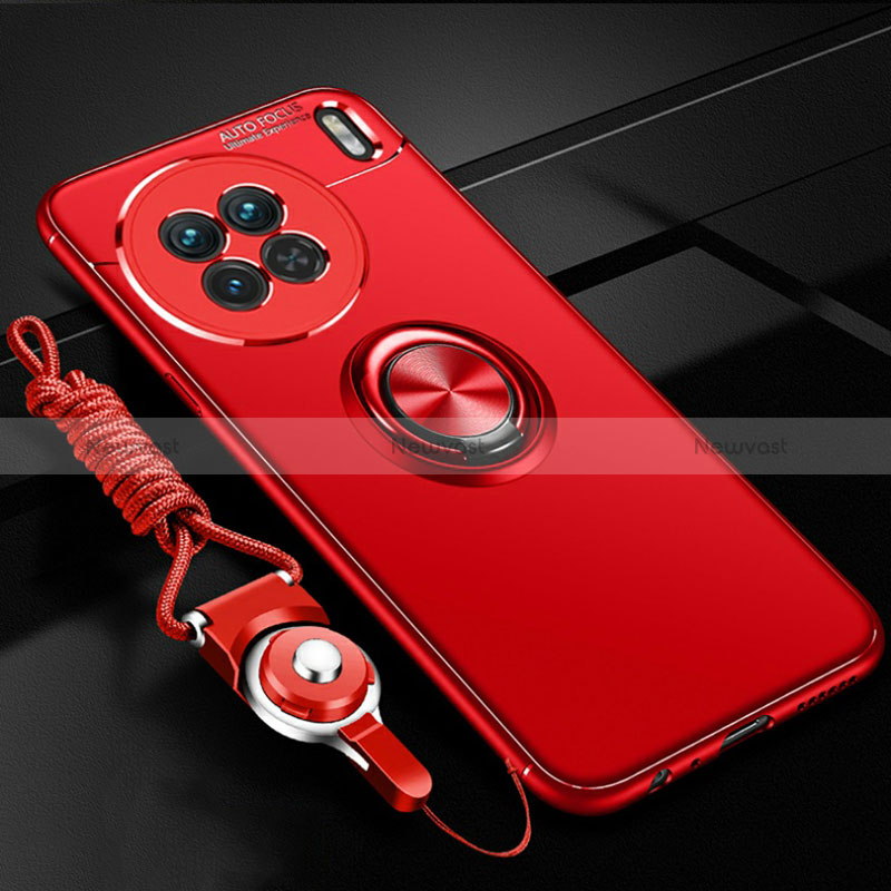 Ultra-thin Silicone Gel Soft Case Cover with Magnetic Finger Ring Stand SD3 for Vivo X90 5G