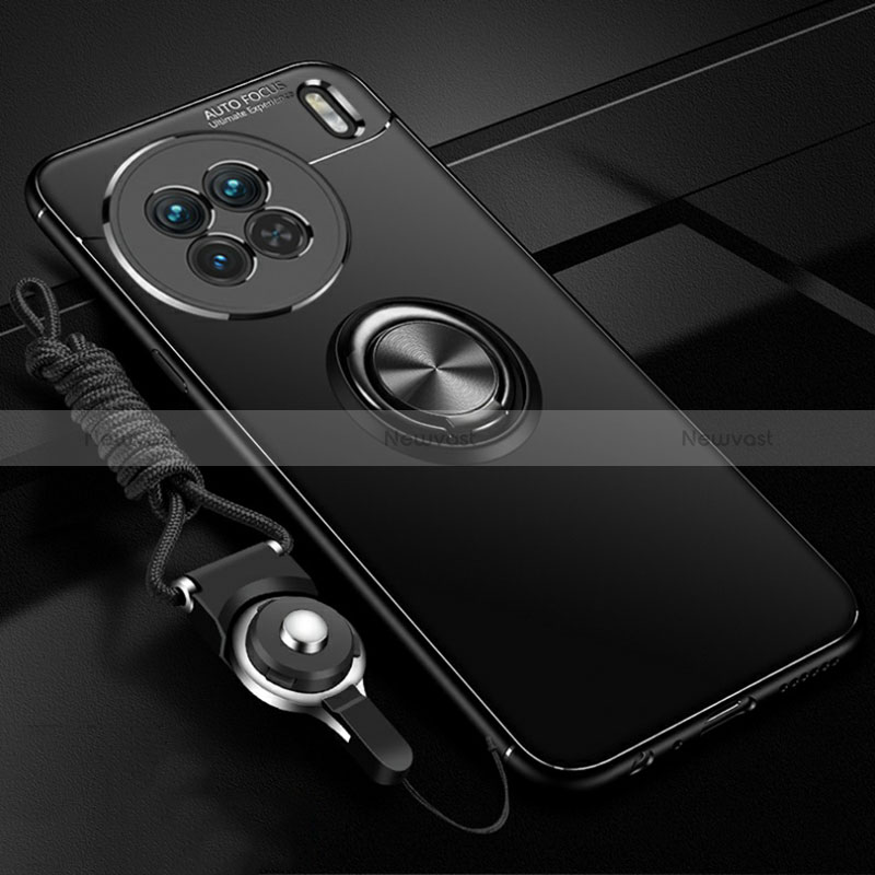 Ultra-thin Silicone Gel Soft Case Cover with Magnetic Finger Ring Stand SD3 for Vivo X90 Pro 5G