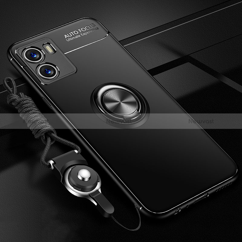 Ultra-thin Silicone Gel Soft Case Cover with Magnetic Finger Ring Stand SD3 for Vivo Y01A Black