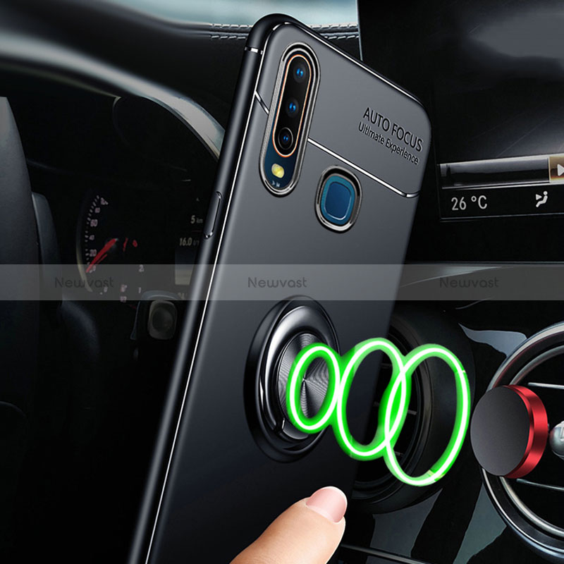 Ultra-thin Silicone Gel Soft Case Cover with Magnetic Finger Ring Stand SD3 for Vivo Y12