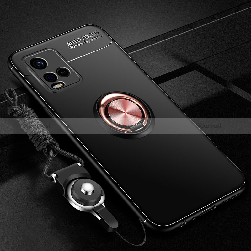 Ultra-thin Silicone Gel Soft Case Cover with Magnetic Finger Ring Stand SD3 for Vivo Y21