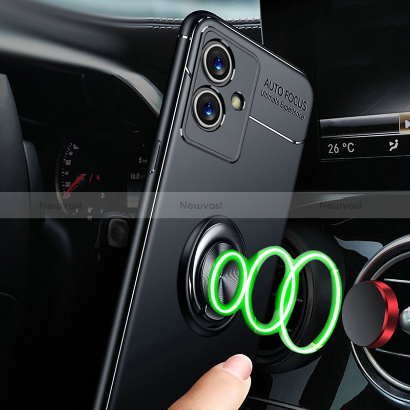 Ultra-thin Silicone Gel Soft Case Cover with Magnetic Finger Ring Stand SD3 for Vivo Y33e 5G