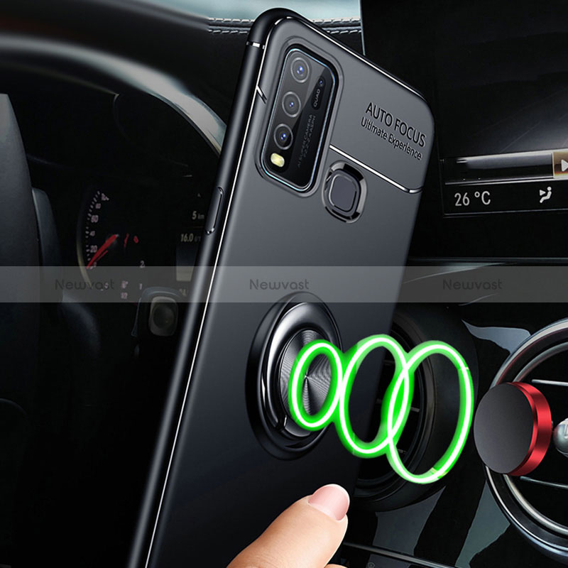 Ultra-thin Silicone Gel Soft Case Cover with Magnetic Finger Ring Stand SD3 for Vivo Y50