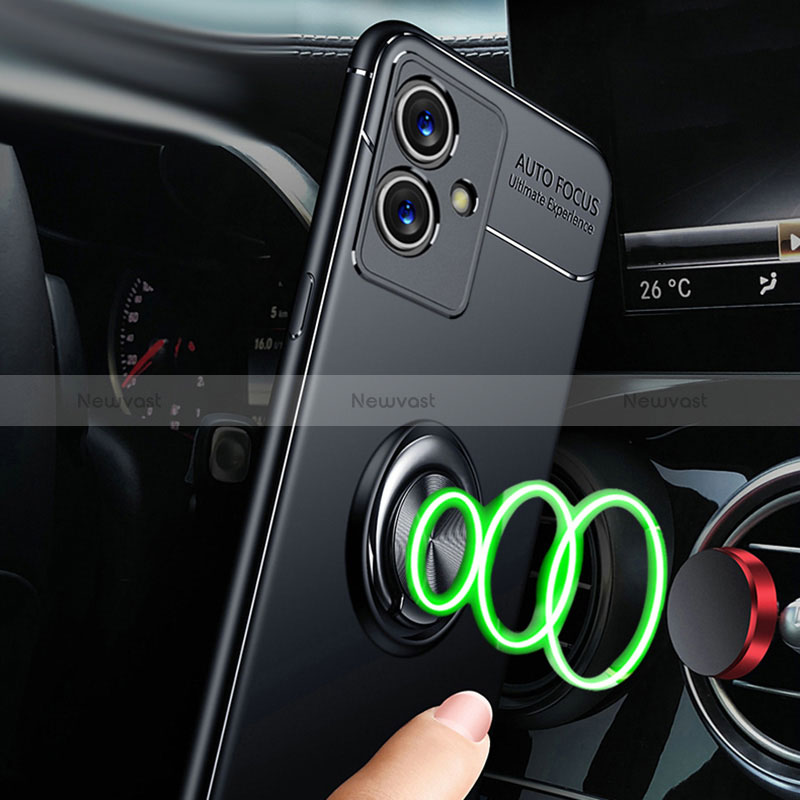 Ultra-thin Silicone Gel Soft Case Cover with Magnetic Finger Ring Stand SD3 for Vivo Y55s 5G
