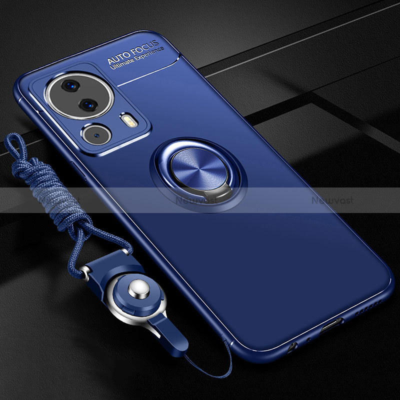 Ultra-thin Silicone Gel Soft Case Cover with Magnetic Finger Ring Stand SD3 for Xiaomi Civi 2 5G Blue