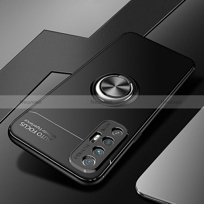 Ultra-thin Silicone Gel Soft Case Cover with Magnetic Finger Ring Stand SD3 for Xiaomi Mi 10S 5G