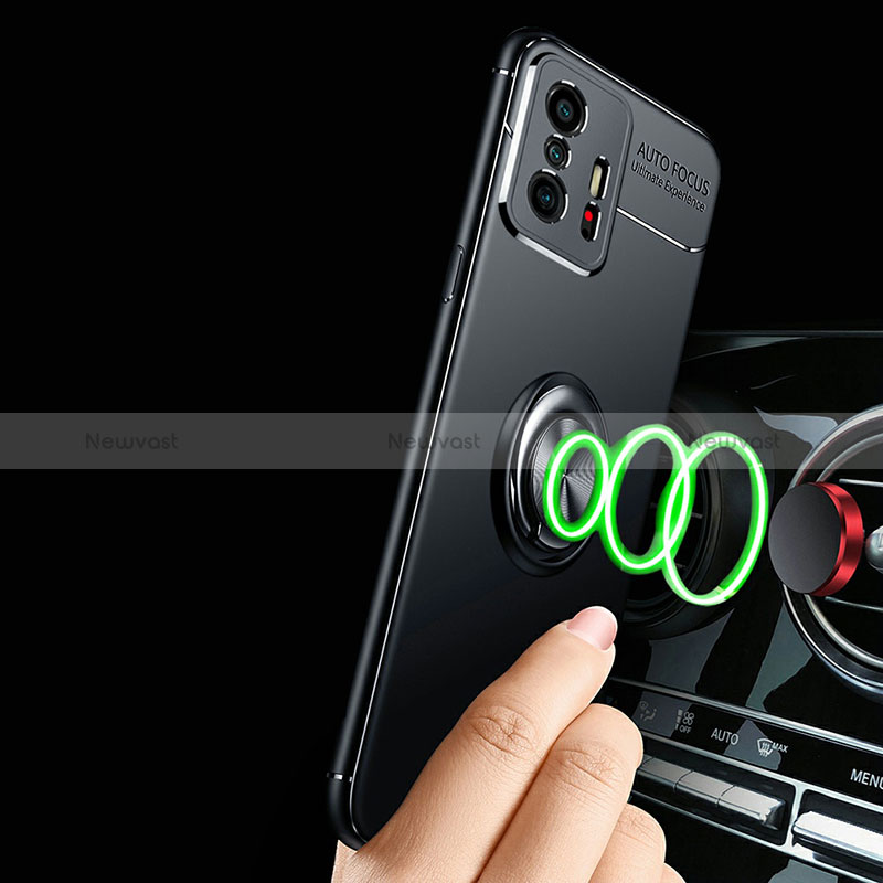 Ultra-thin Silicone Gel Soft Case Cover with Magnetic Finger Ring Stand SD3 for Xiaomi Mi 11T Pro 5G