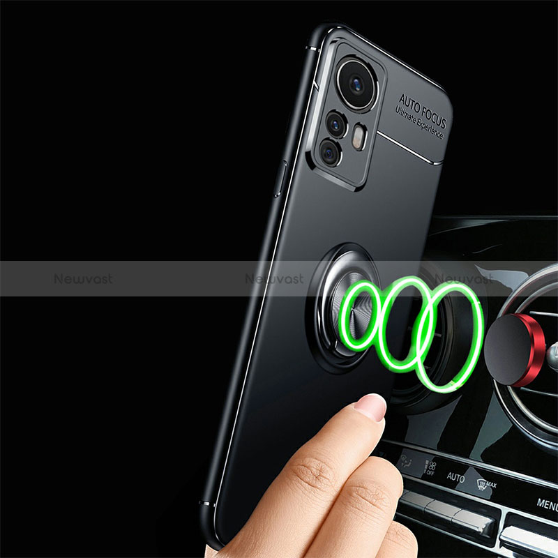 Ultra-thin Silicone Gel Soft Case Cover with Magnetic Finger Ring Stand SD3 for Xiaomi Mi 12T 5G