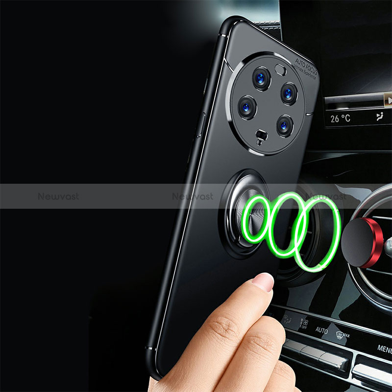 Ultra-thin Silicone Gel Soft Case Cover with Magnetic Finger Ring Stand SD3 for Xiaomi Mi 13 Ultra 5G