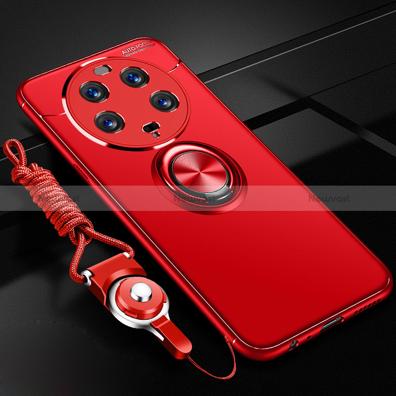 Ultra-thin Silicone Gel Soft Case Cover with Magnetic Finger Ring Stand SD3 for Xiaomi Mi 13 Ultra 5G