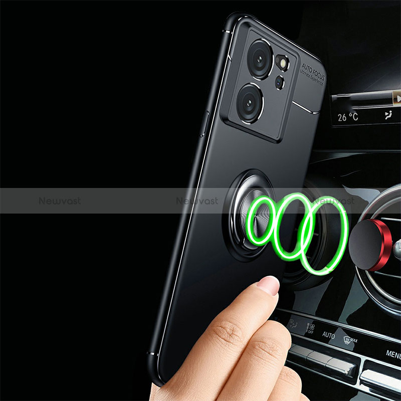 Ultra-thin Silicone Gel Soft Case Cover with Magnetic Finger Ring Stand SD3 for Xiaomi Mi 13T 5G