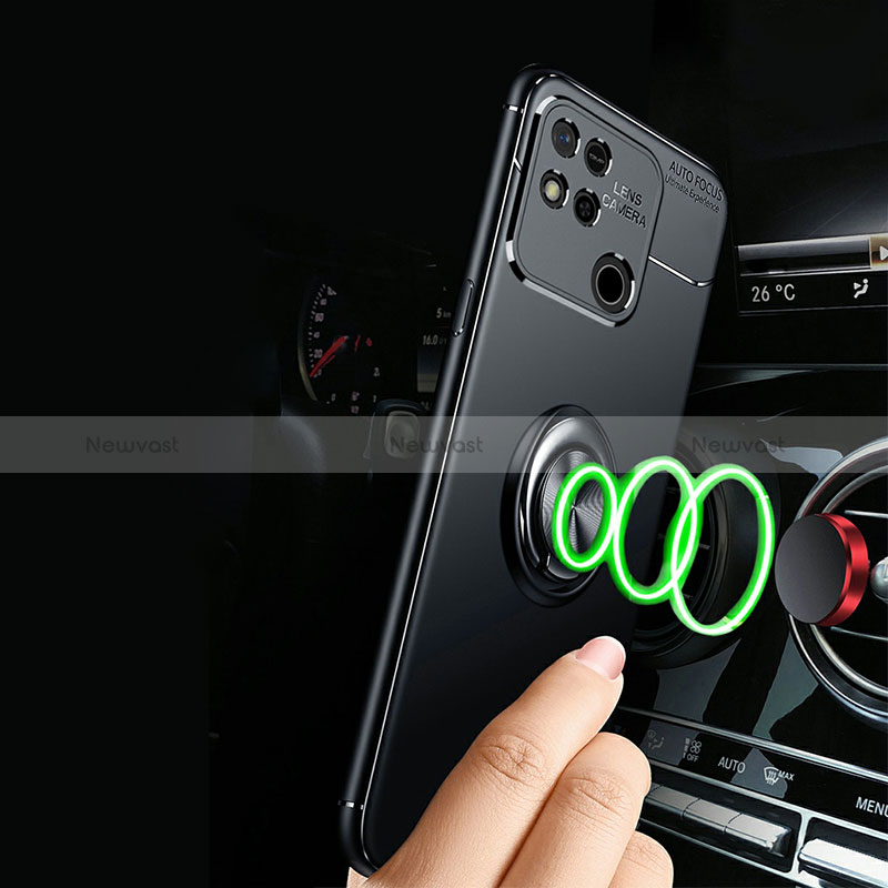 Ultra-thin Silicone Gel Soft Case Cover with Magnetic Finger Ring Stand SD3 for Xiaomi POCO C3