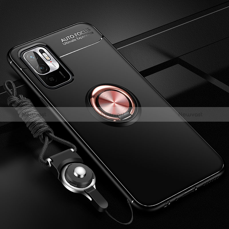 Ultra-thin Silicone Gel Soft Case Cover with Magnetic Finger Ring Stand SD3 for Xiaomi POCO M3 Pro 5G