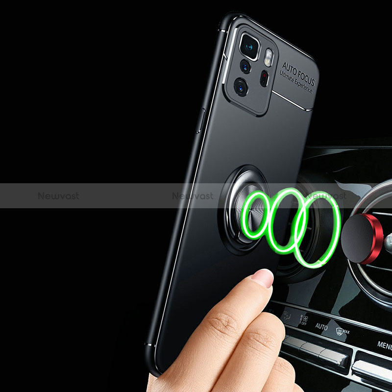 Ultra-thin Silicone Gel Soft Case Cover with Magnetic Finger Ring Stand SD3 for Xiaomi Poco X3 GT 5G