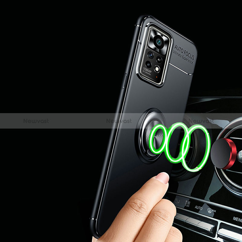 Ultra-thin Silicone Gel Soft Case Cover with Magnetic Finger Ring Stand SD3 for Xiaomi Poco X4 Pro 5G