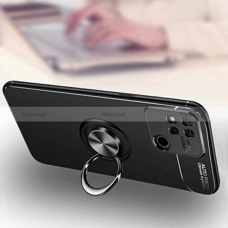 Ultra-thin Silicone Gel Soft Case Cover with Magnetic Finger Ring Stand SD3 for Xiaomi Redmi 9 Activ