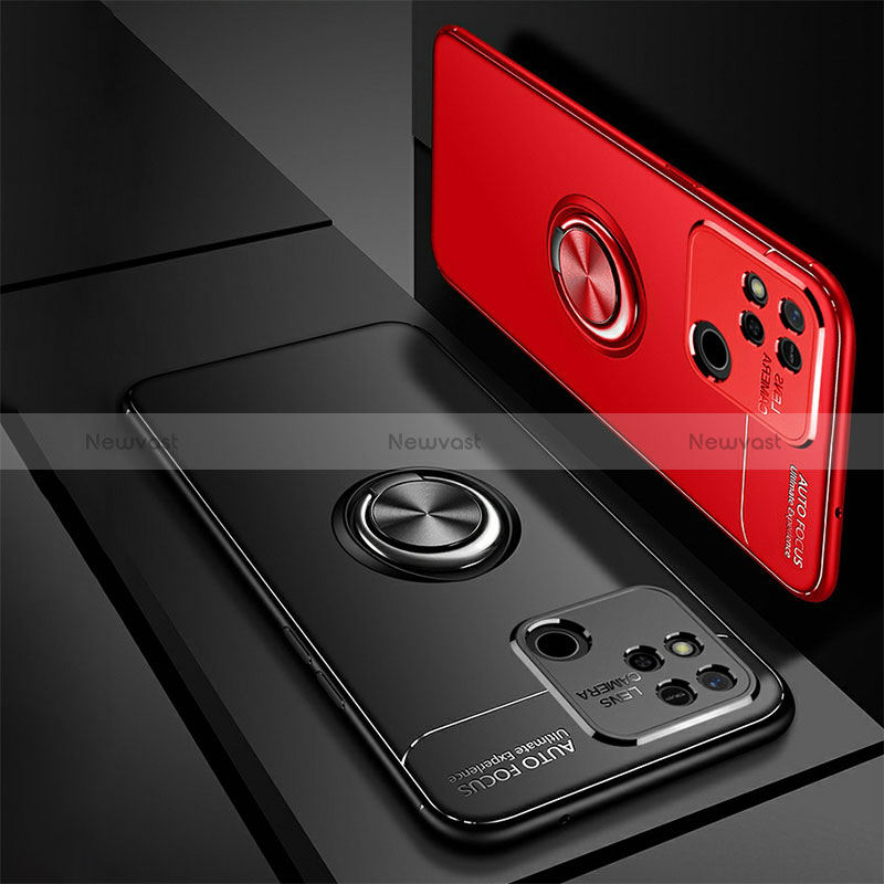 Ultra-thin Silicone Gel Soft Case Cover with Magnetic Finger Ring Stand SD3 for Xiaomi Redmi 9 India