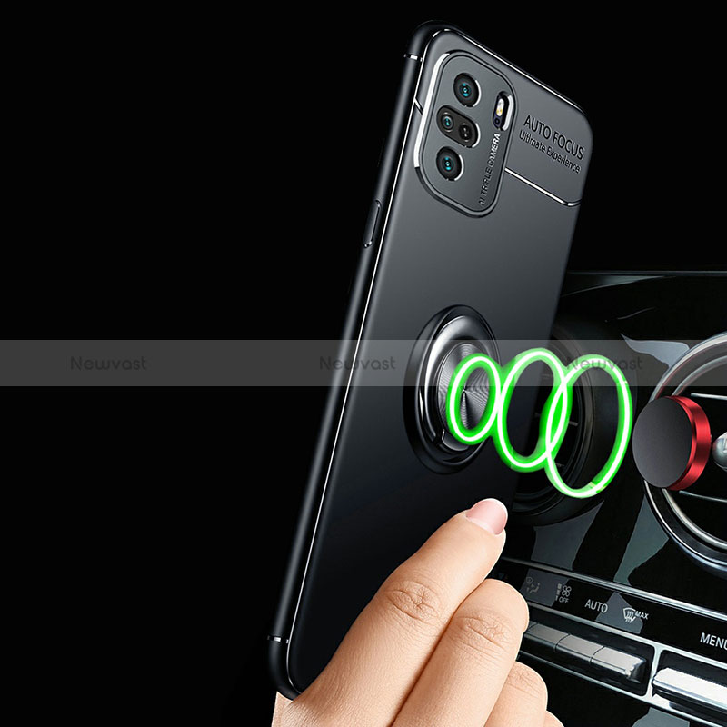 Ultra-thin Silicone Gel Soft Case Cover with Magnetic Finger Ring Stand SD3 for Xiaomi Redmi K40 5G