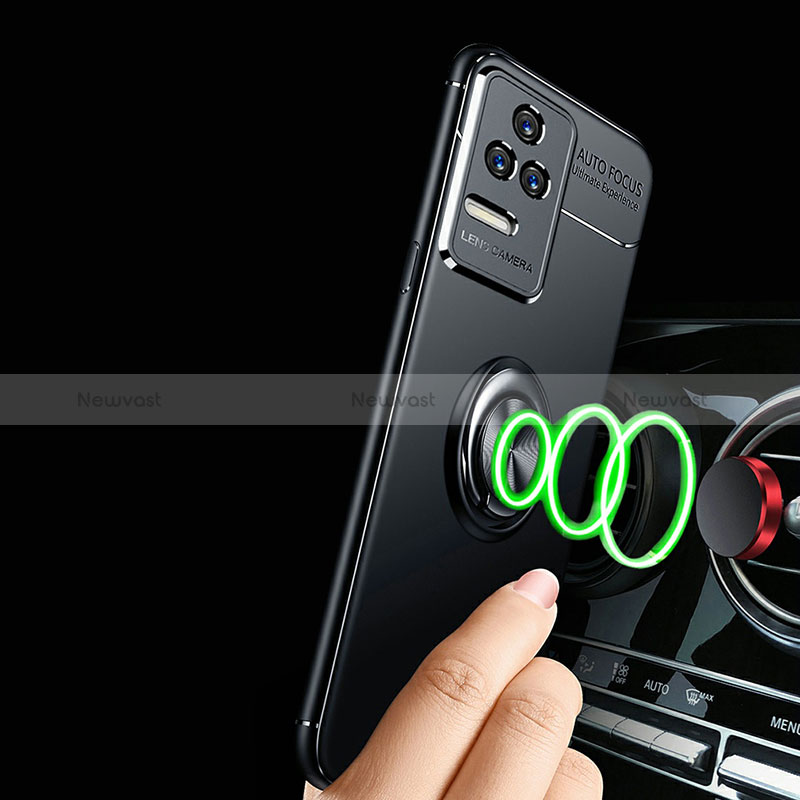 Ultra-thin Silicone Gel Soft Case Cover with Magnetic Finger Ring Stand SD3 for Xiaomi Redmi K40S 5G