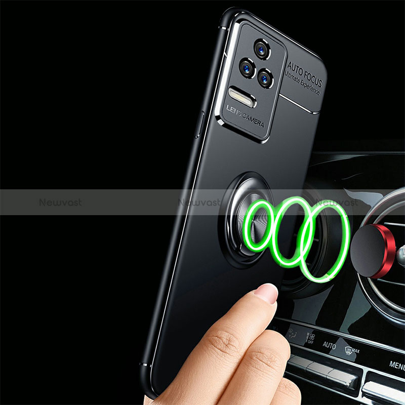 Ultra-thin Silicone Gel Soft Case Cover with Magnetic Finger Ring Stand SD3 for Xiaomi Redmi K50 5G