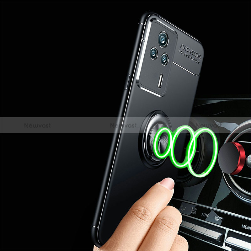 Ultra-thin Silicone Gel Soft Case Cover with Magnetic Finger Ring Stand SD3 for Xiaomi Redmi K60E 5G