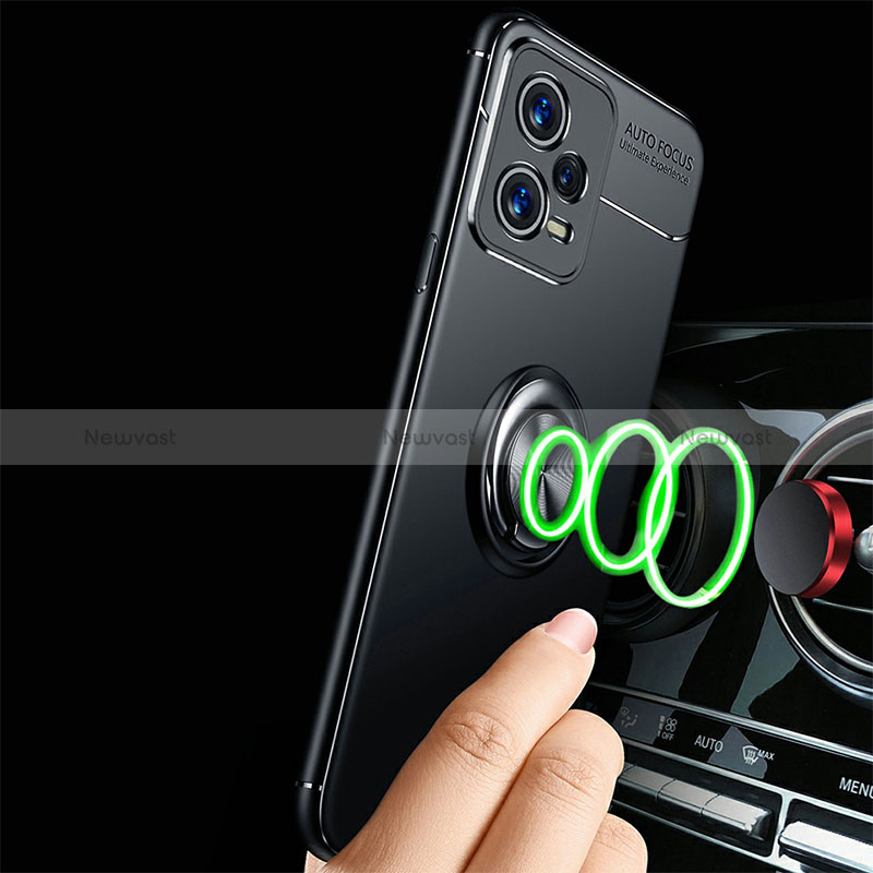 Ultra-thin Silicone Gel Soft Case Cover with Magnetic Finger Ring Stand SD3 for Xiaomi Redmi Note 12 Pro 5G