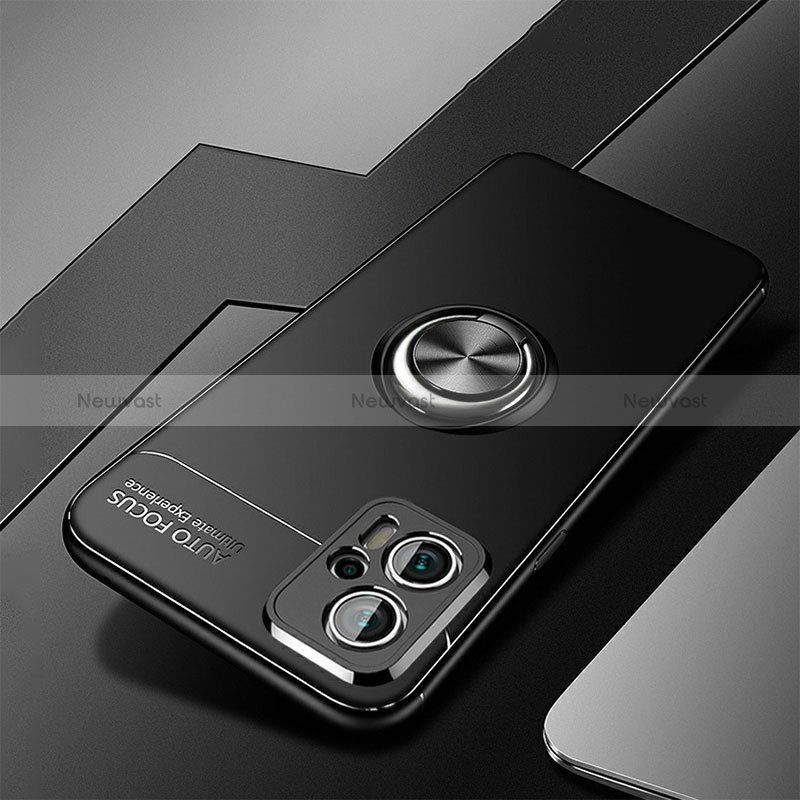 Ultra-thin Silicone Gel Soft Case Cover with Magnetic Finger Ring Stand SD3 for Xiaomi Redmi Note 12 Turbo 5G