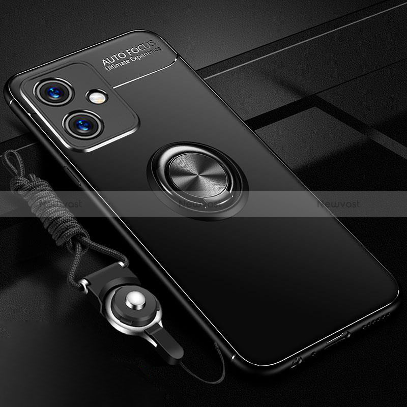 Ultra-thin Silicone Gel Soft Case Cover with Magnetic Finger Ring Stand SD3 for Xiaomi Redmi Note 12R Pro 5G Black