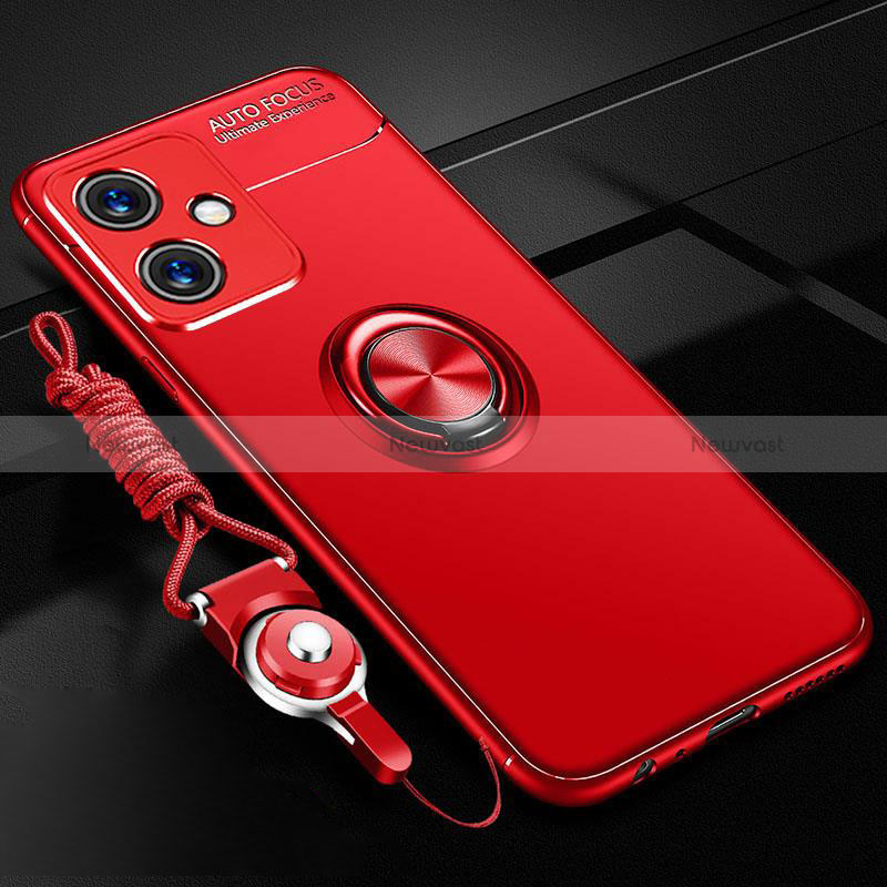 Ultra-thin Silicone Gel Soft Case Cover with Magnetic Finger Ring Stand SD3 for Xiaomi Redmi Note 12R Pro 5G Red