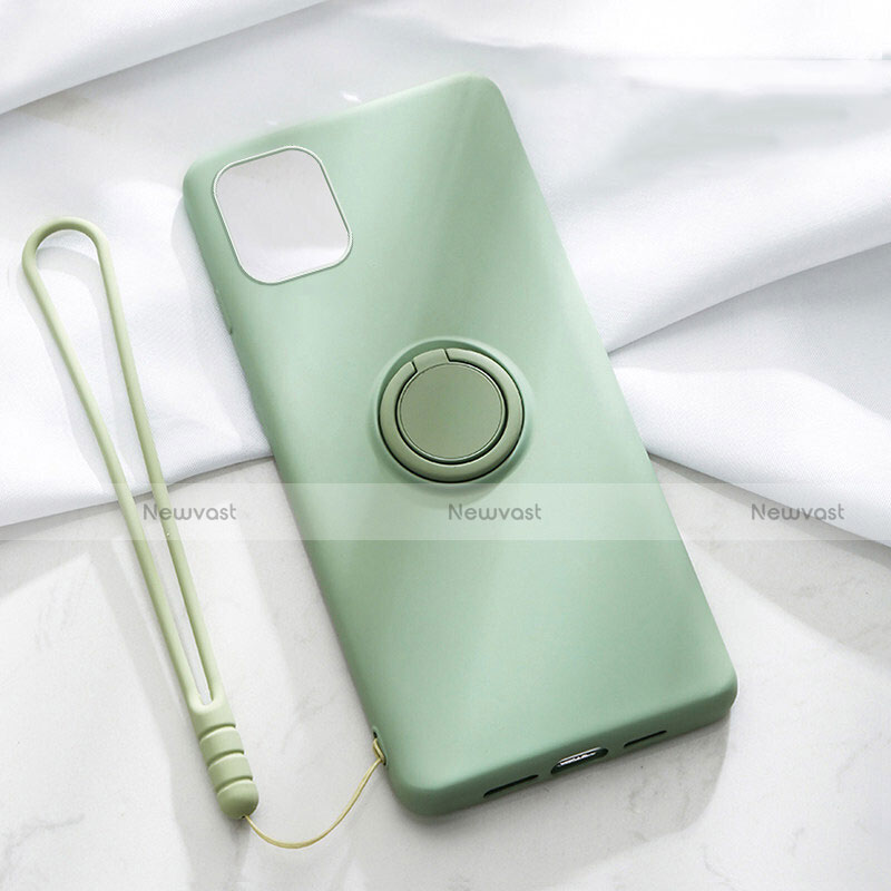 Ultra-thin Silicone Gel Soft Case Cover with Magnetic Finger Ring Stand T01 for Apple iPhone 11 Green