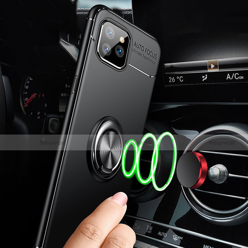 Ultra-thin Silicone Gel Soft Case Cover with Magnetic Finger Ring Stand T01 for Apple iPhone 11 Pro Max