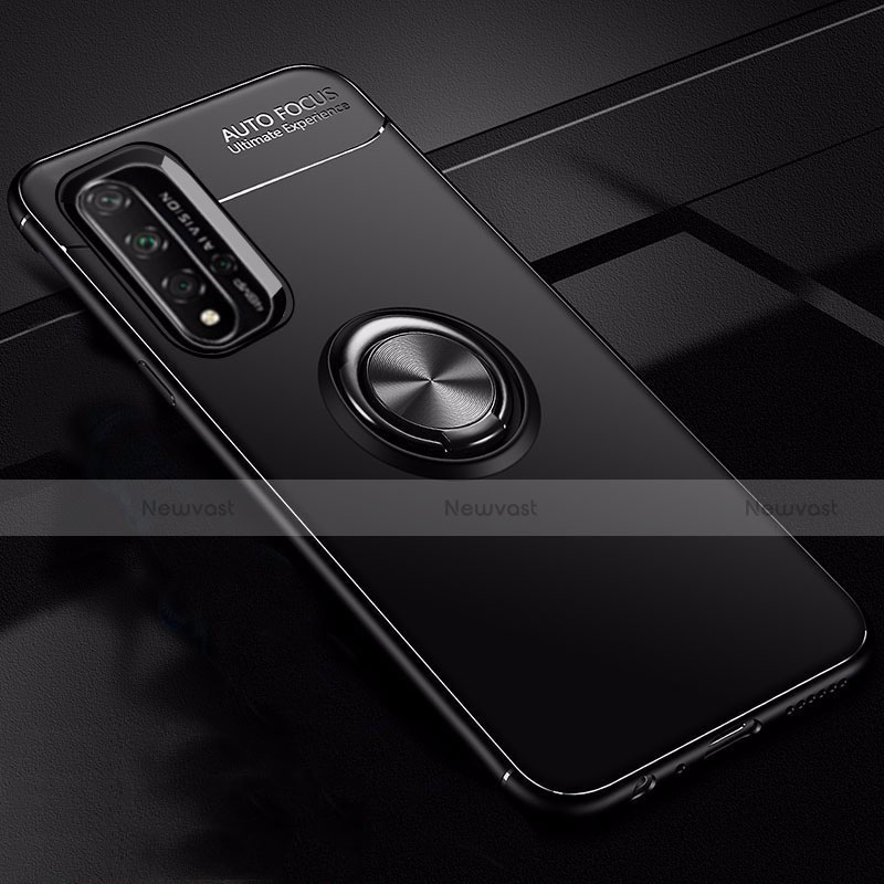 Ultra-thin Silicone Gel Soft Case Cover with Magnetic Finger Ring Stand T01 for Huawei Honor 20S