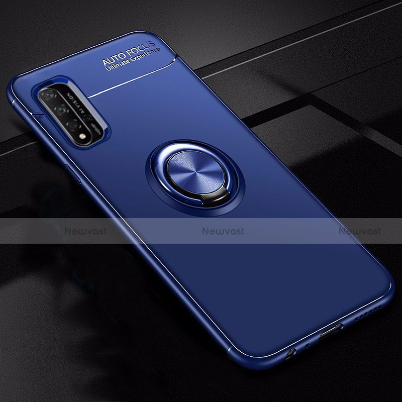 Ultra-thin Silicone Gel Soft Case Cover with Magnetic Finger Ring Stand T01 for Huawei Honor 20S