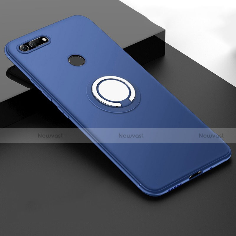 Ultra-thin Silicone Gel Soft Case Cover with Magnetic Finger Ring Stand T01 for Huawei Honor V20