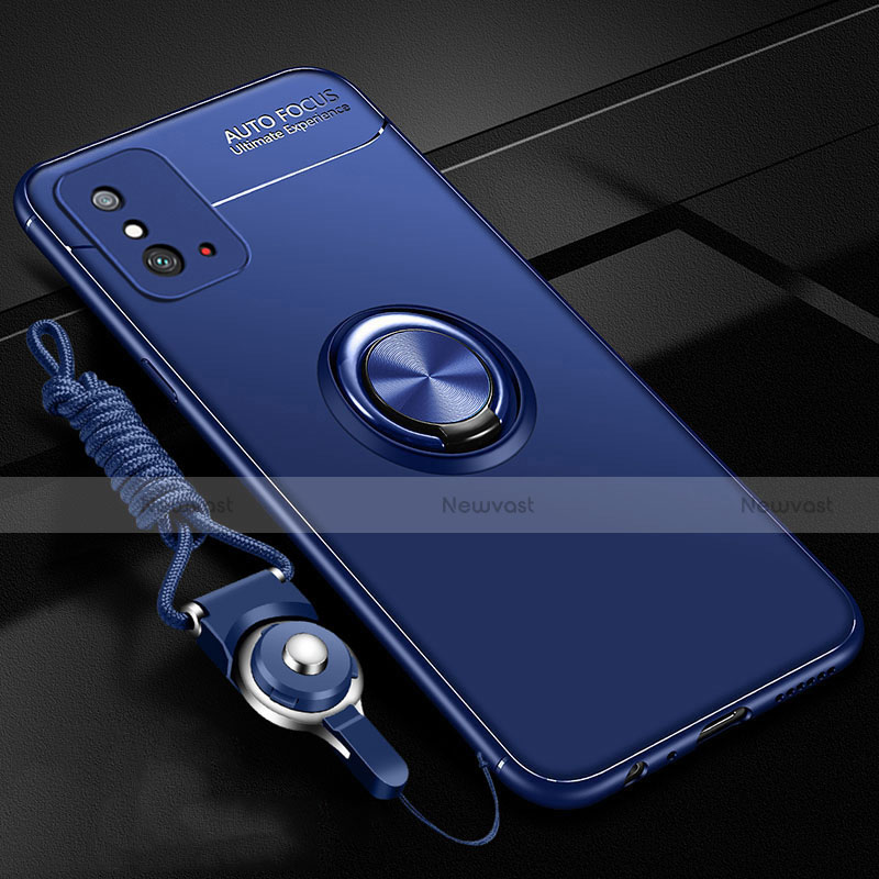 Ultra-thin Silicone Gel Soft Case Cover with Magnetic Finger Ring Stand T01 for Huawei Honor X10 Max 5G
