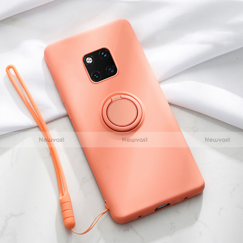 Ultra-thin Silicone Gel Soft Case Cover with Magnetic Finger Ring Stand T01 for Huawei Mate 20 Pro