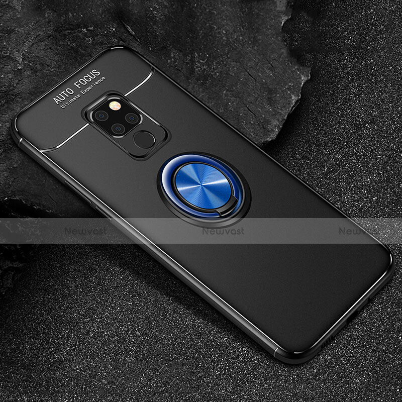 Ultra-thin Silicone Gel Soft Case Cover with Magnetic Finger Ring Stand T01 for Huawei Mate 20 X 5G