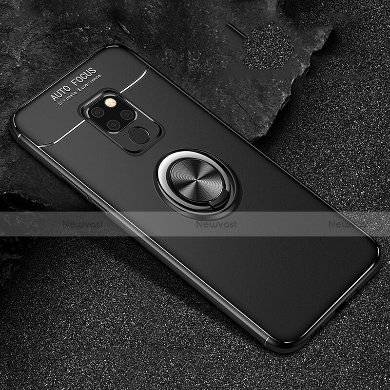 Ultra-thin Silicone Gel Soft Case Cover with Magnetic Finger Ring Stand T01 for Huawei Mate 20 X 5G