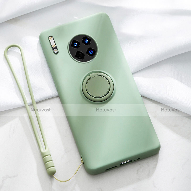 Ultra-thin Silicone Gel Soft Case Cover with Magnetic Finger Ring Stand T01 for Huawei Mate 30