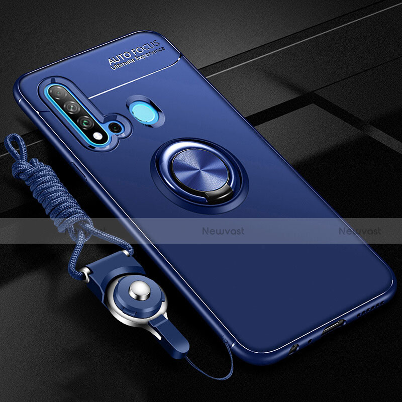 Ultra-thin Silicone Gel Soft Case Cover with Magnetic Finger Ring Stand T01 for Huawei Nova 5i