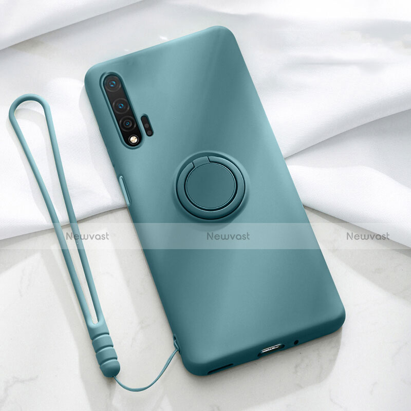 Ultra-thin Silicone Gel Soft Case Cover with Magnetic Finger Ring Stand T01 for Huawei Nova 6