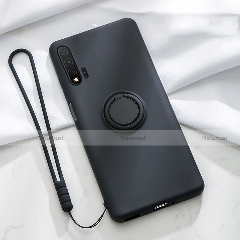 Ultra-thin Silicone Gel Soft Case Cover with Magnetic Finger Ring Stand T01 for Huawei Nova 6 5G