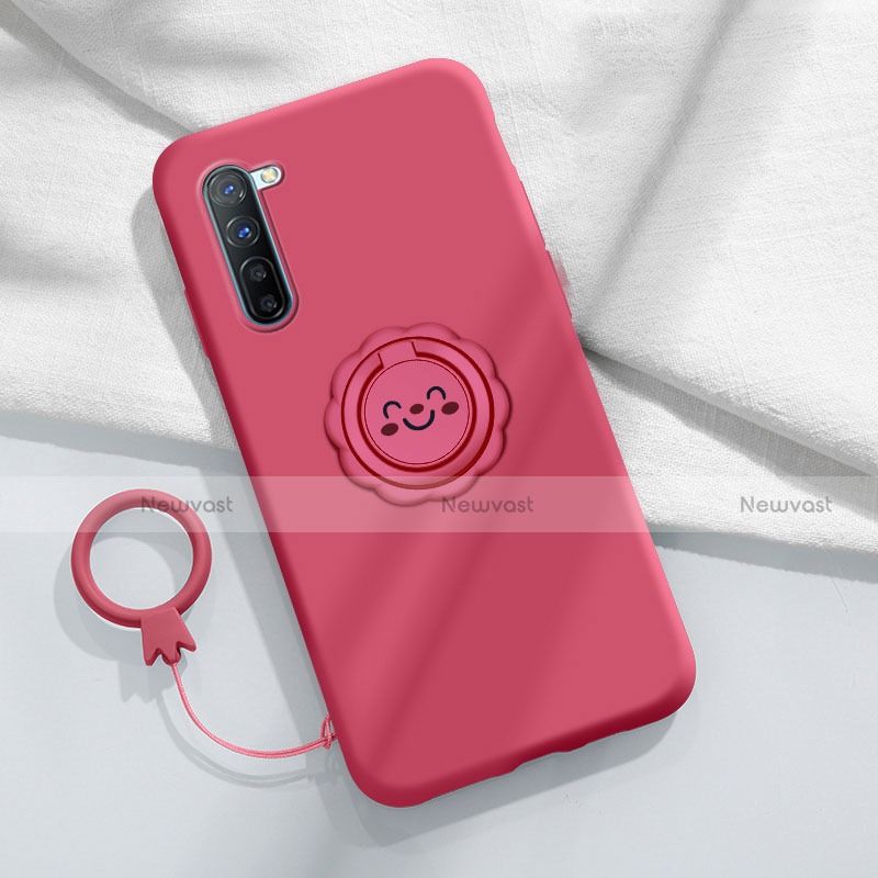 Ultra-thin Silicone Gel Soft Case Cover with Magnetic Finger Ring Stand T01 for Oppo F15