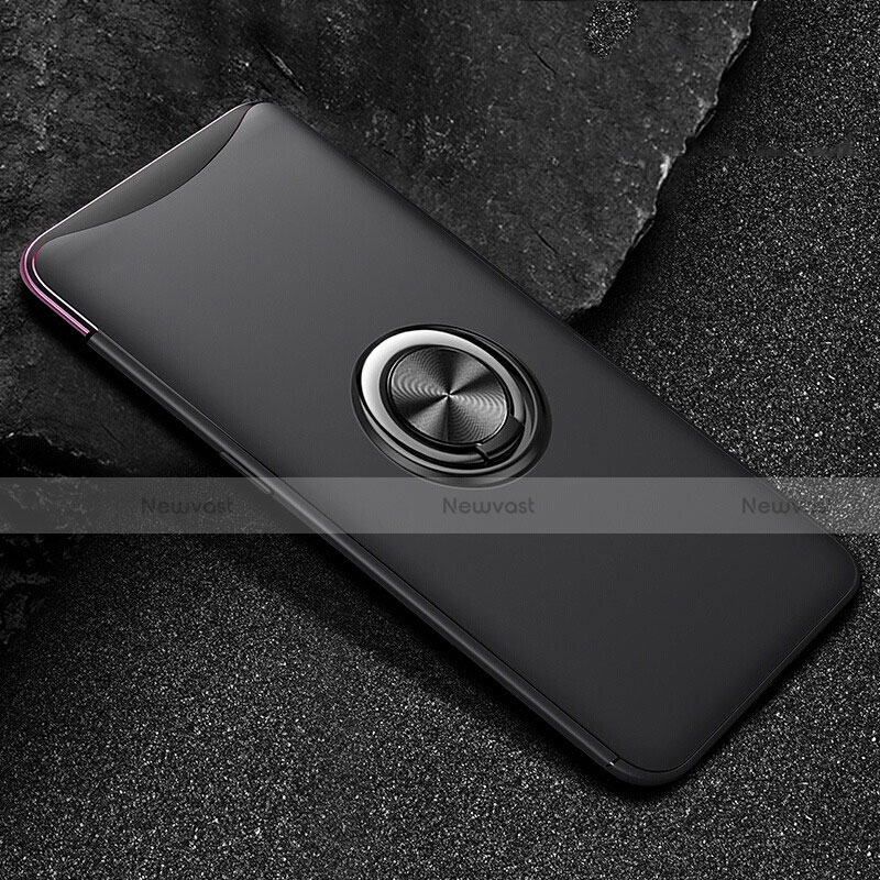 Ultra-thin Silicone Gel Soft Case Cover with Magnetic Finger Ring Stand T01 for Oppo Find X Black