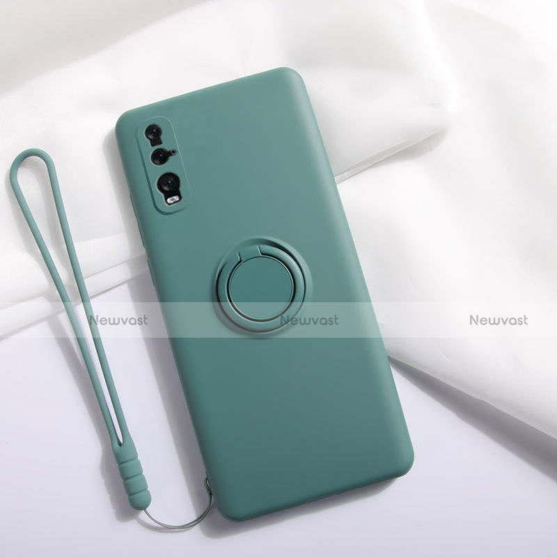 Ultra-thin Silicone Gel Soft Case Cover with Magnetic Finger Ring Stand T01 for Oppo Find X2